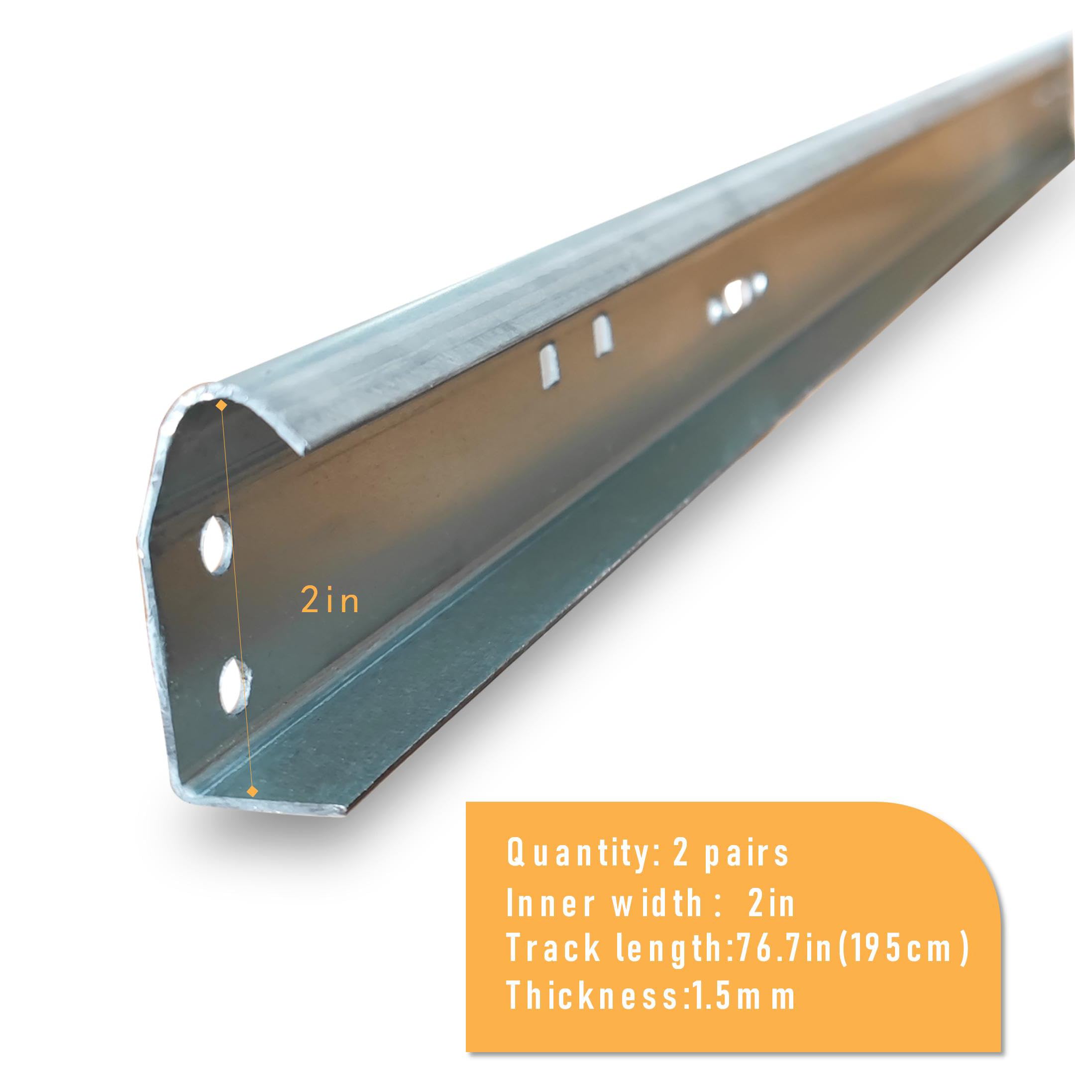 4Pcs Garage Door Vertical Track Replacement Kit Galvanized Steel Rails Set of Left and Right for 2 Light Commercial Side Track Rollers and 7 Foot Tall Garage Door product thumbnail 6
