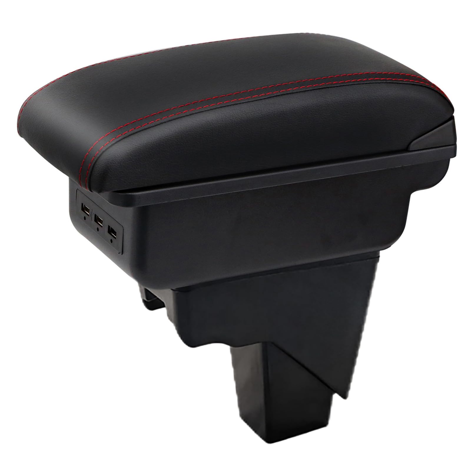 Compatible with Suzuki S-Presso 2019-2024 Armrest Car Center Console Organizer Armrests Double Layer Storage with 3 USB（Black with Red）
