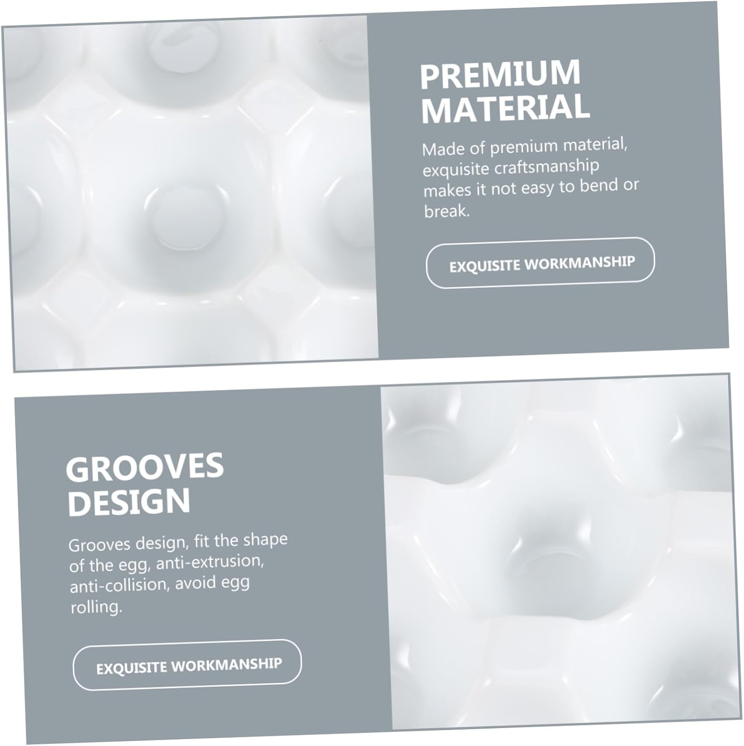 NUOBESTY Household Ceramic Egg Storage Tray Cavity Egg Keeper for Refrigerator White Egg Holder Fresh Keeping Kitchen Organizer for Displaying Deviled Eggs and Easter