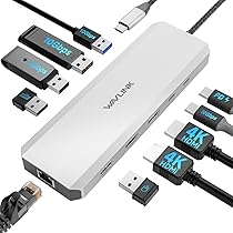 WAVLINK Docking station per laptop, Hub USB C 10G con doppio HDMI, PD in 100W, USB-A, C 3.2 10Gbps, USB-A 5Gbps, USB2.0, Gigabit Ethernet per Dell, HP, Lenovo ecc, solo computer Windows Systerm