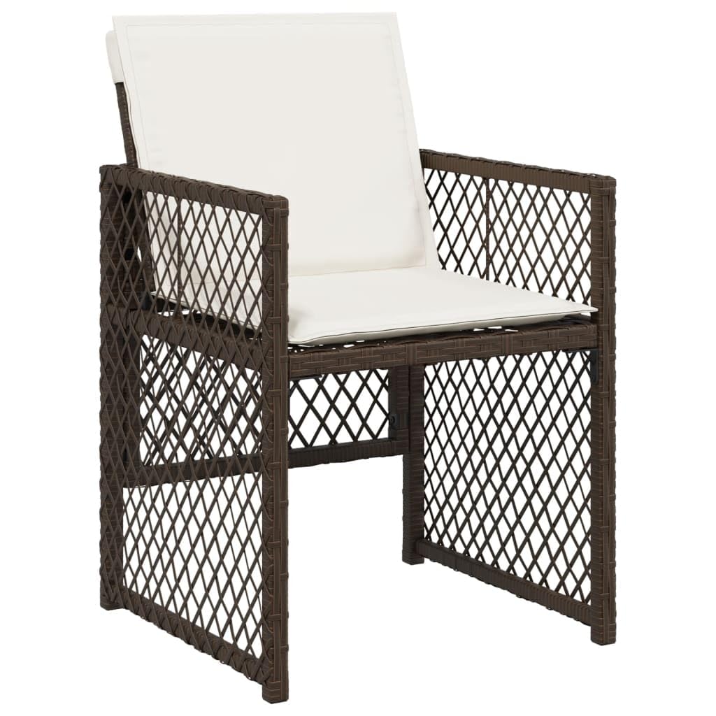 15-częściowy zestaw do jadalni z poduszkami, brązowy polirattan, 275 x 106 x 73 cm, na taras, balkon, do jadalni, odporny na promieniowanie UV, łatwy w pielęgnacji, trwały zestaw mebli