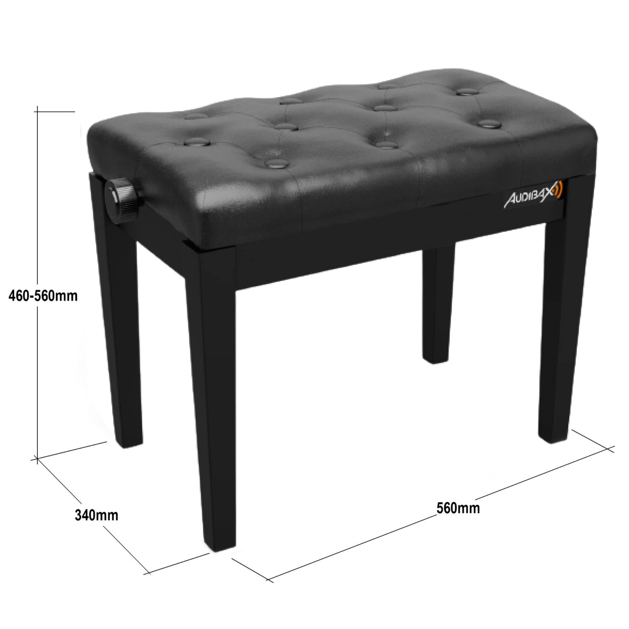 Audibax KB500B Banco para Piano/Teclado Ajustable Regulable. Acolchado. Negro