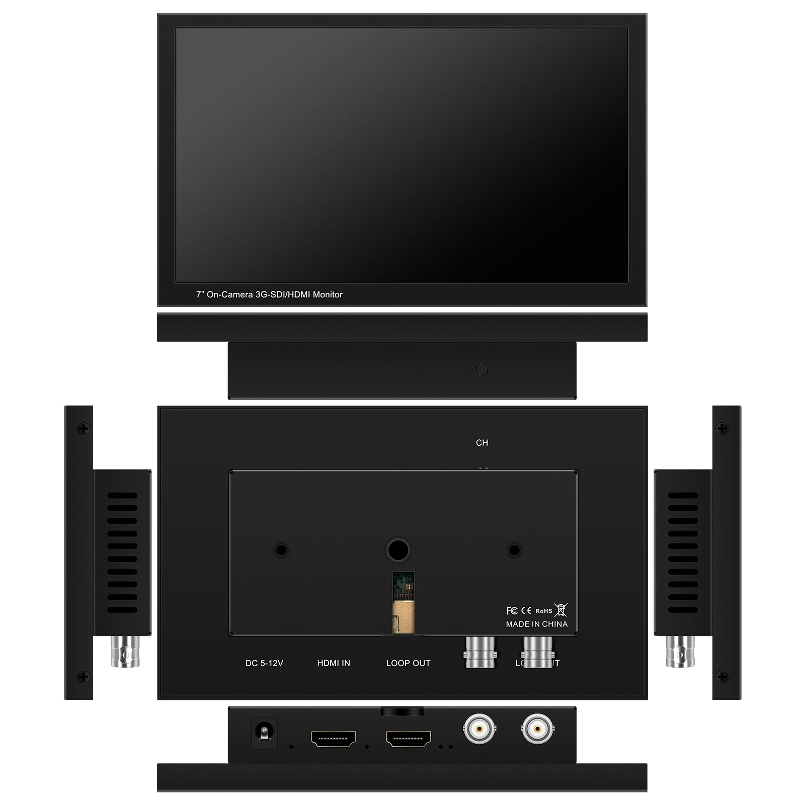 HDSUNWSTD 7 inch 1080P HD Camera Video Monitor Display Field SDI HDMI Input Output TFT Monitor