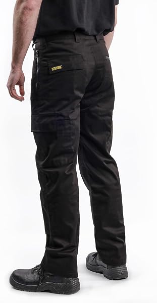 SITE KING Mens Multi Pocket Cargo Combat Work Trousers Size 28 to 52 with Knee Pad Pockets, Black Cargo Trousers for Men UK, Utility Work Trousers Men. - 3