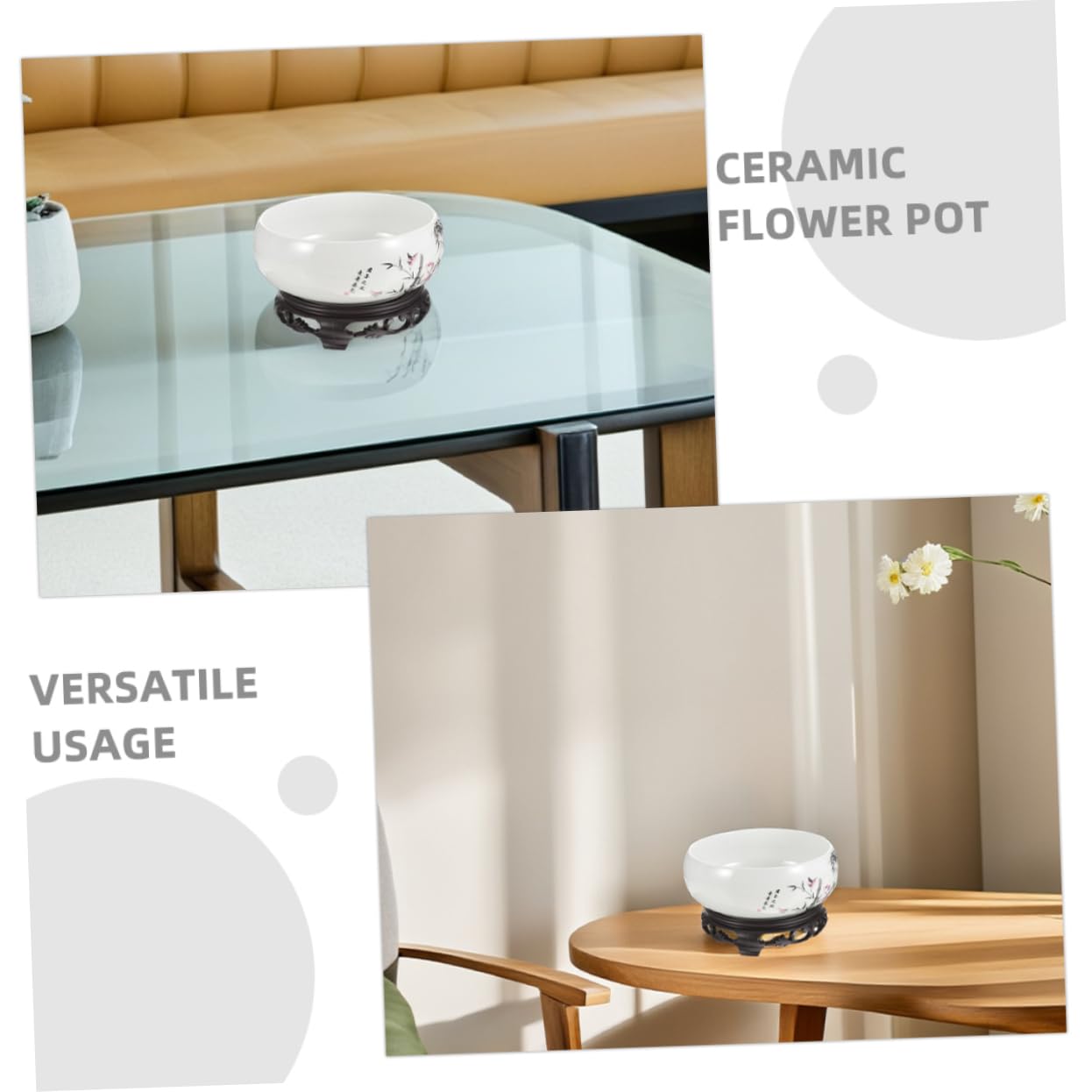 TOYANDONA Duża Okrągła Ceramiczna Doniczka Kwiaty Stylu Azjatyckim Porcelanowa Lotosu bez Otworu Drenażowego Dekoracyjna Do Hydroponiki i Aranżacji Kwiatów Trwała i Elegancka