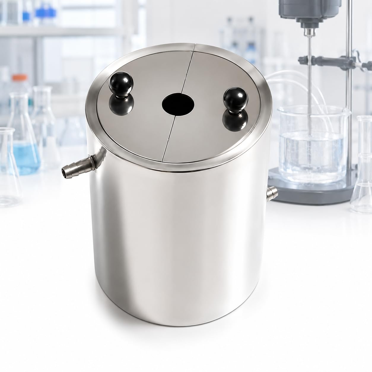 Laboratoryjna beczka rozpraszająca, bęben mieszający 1,5 l z dwuwarstwową osłoną wodną, zdejmowaną pokrywką i portem mieszadła środkowego do eksperymentów z mieszadłem laboratoryjnym i mieszaczem