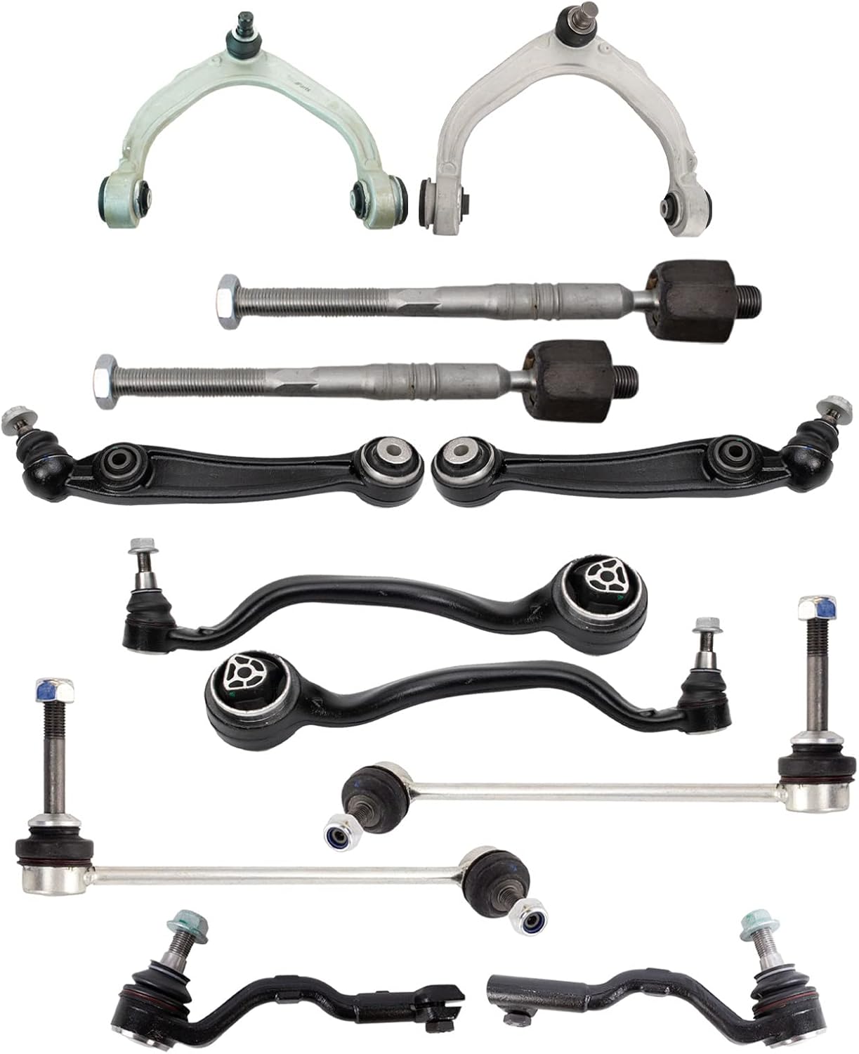 TRQ Front Steering & Suspension Kit Control Arm with Ball Joint Sway Bar Stabilizer Link Tie Rod Compatible with 2014-2018 BMW X5 2015-2019 X6