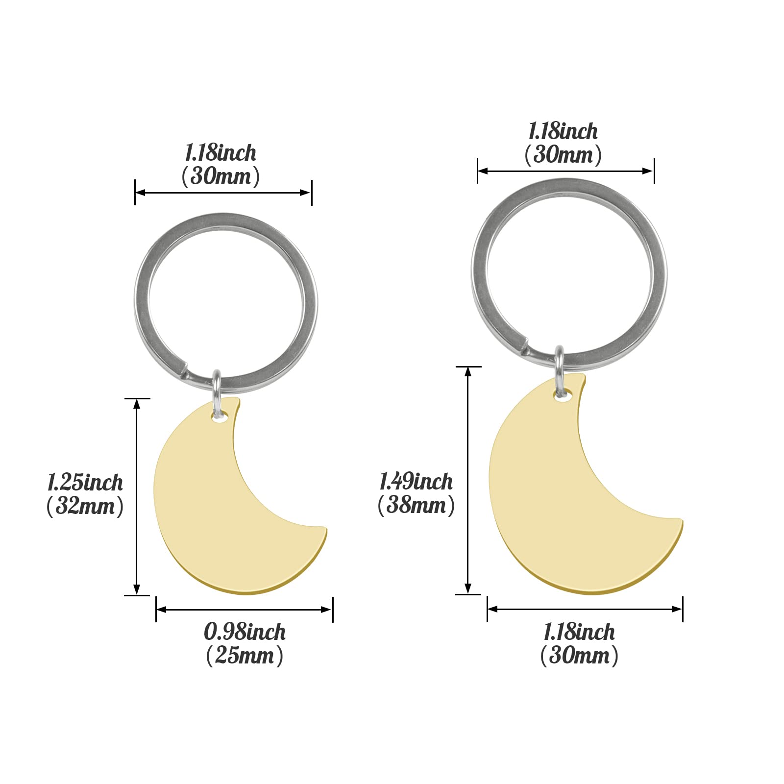 JeogYong Moon Dog Tags Engraved for Pets, Stainless Steel Dog ID Tags and Cat ID Tags Personalized, Anti-Lost Pet Name Tag for Dog Cat Collar (Small, Gold)