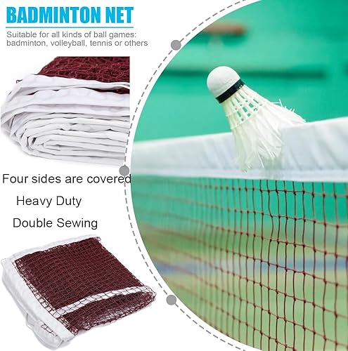 Miniatura 4 de Red de bádminton de nailon portátil para tenis, red deportiva para interior/exterior, patio trasero, patio escolar, jardín, 20 pies x 2.5 pies (sin