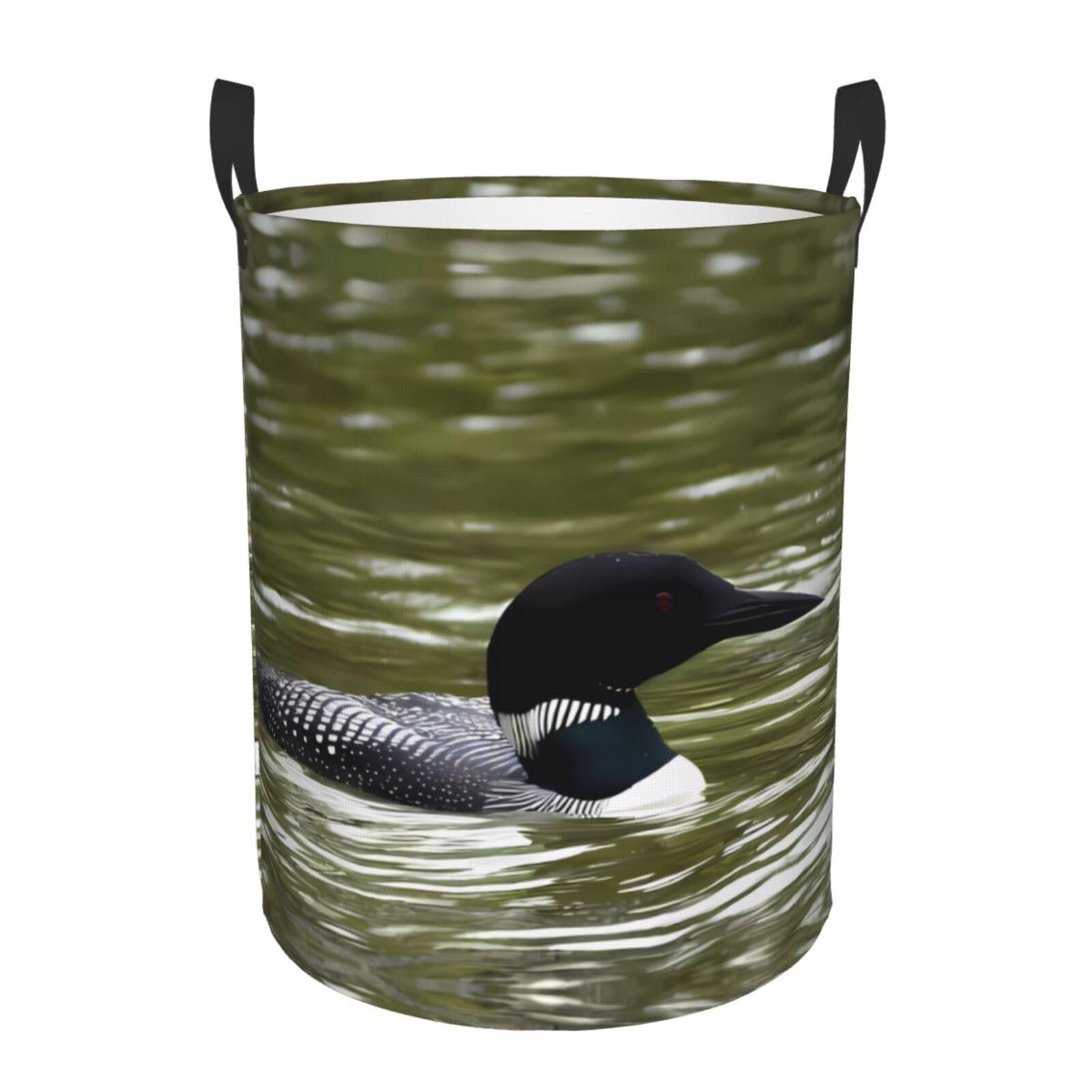 M Circular Hamper Loon Nature Bird Print Storage Basket for Home