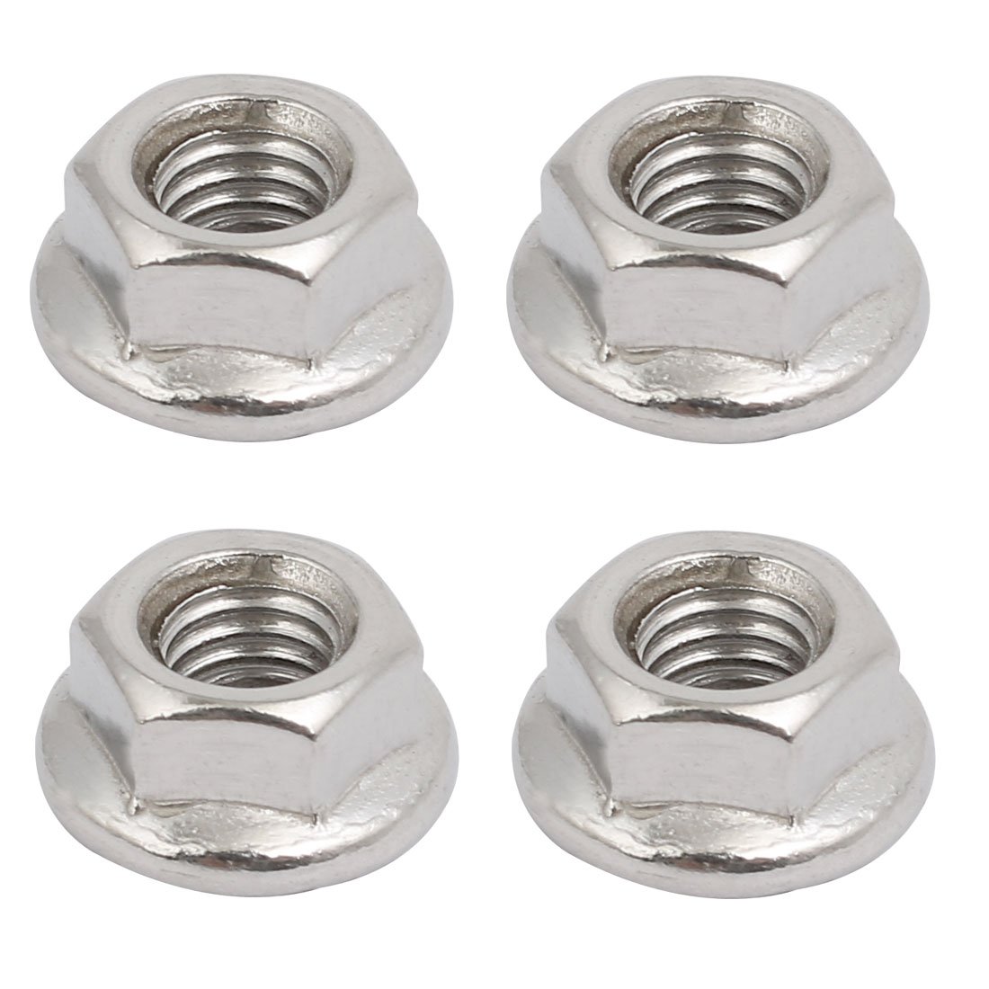 uxcell 4pcs M6x1mm Pitch Metric Thread 304 Stainless Steel Left Hand Hex Flange Nut