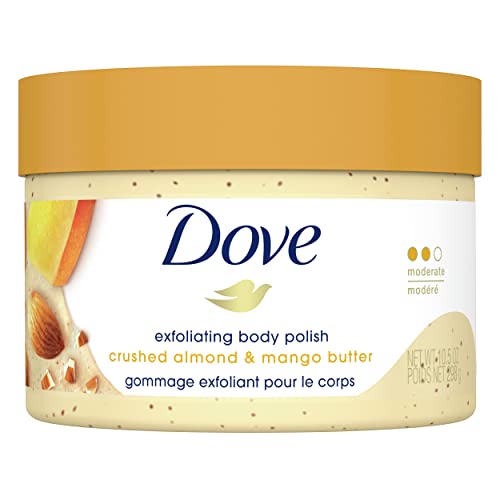 Dove Scrub Crushed Almond & Mango Butter For Silky Smooth Skin Body Scrub Exfoliates & Restores Skin's Natural Nutrients 10.5 Oz #TOP1
