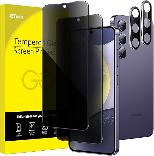 JETech Protector de pantalla de privacidad para Samsung Galaxy S24+  S24 Plus 5G de 6.6 pulgadas con protector de lente de cámara, película de