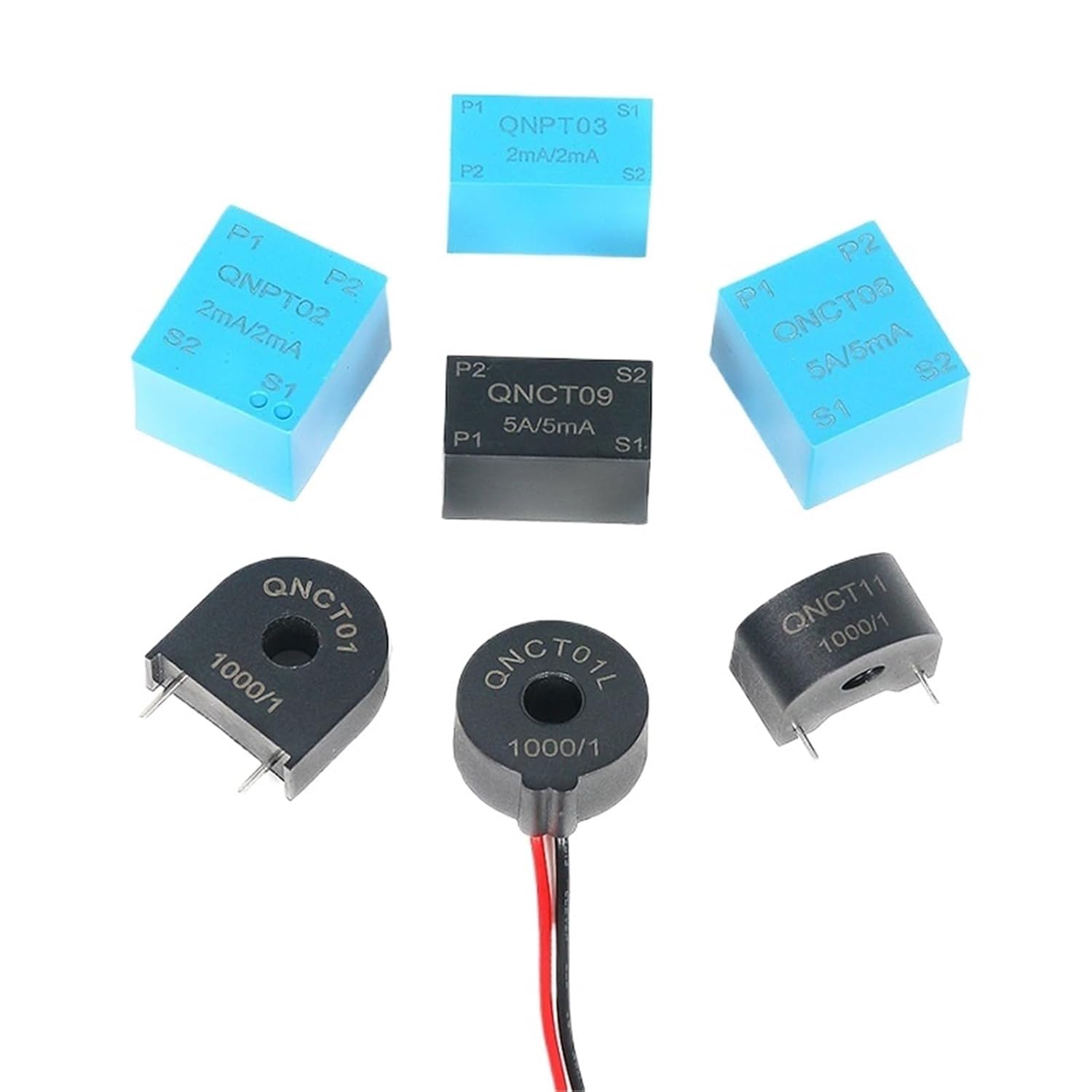 Micro Current PCB Mount QNCT01 5A5mA 5A2.5mA 1:1000 1:2000 Small Current CT 1A 5A 10A(QNCT01L 1000-1)