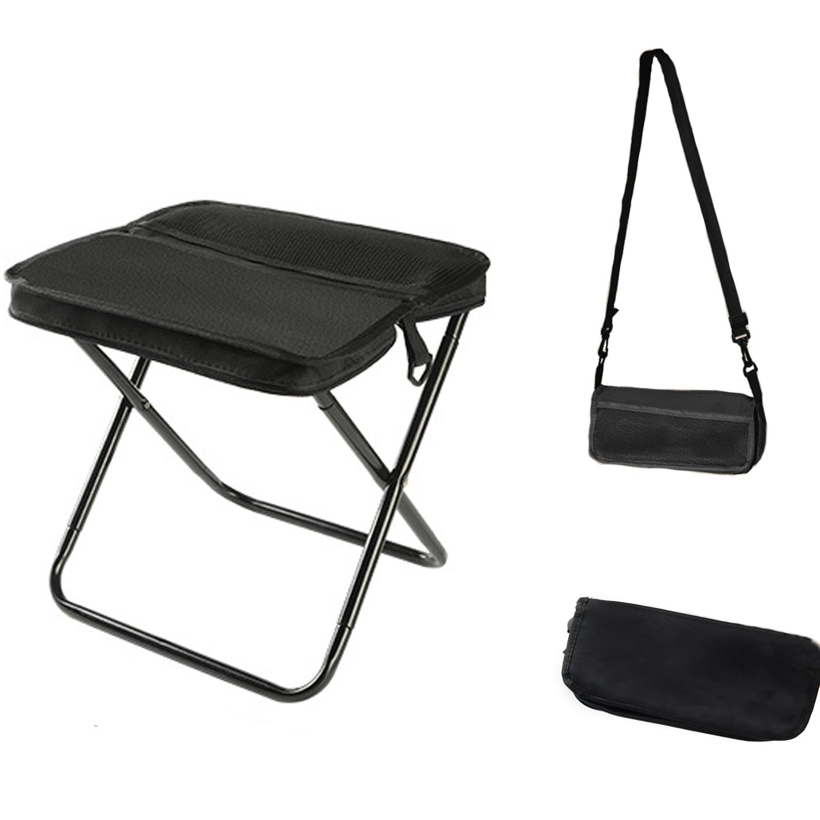 Tazanma Portable Collapsible Stool,Portable Camping Stool with Two Storage Pockets,Foldable Camping Stool for Travel H