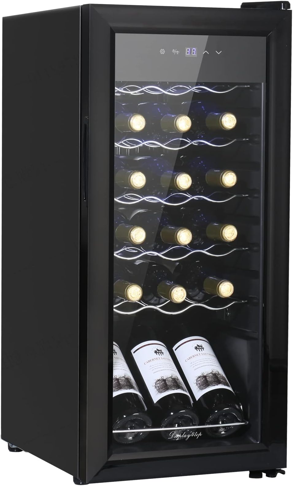 display4top Wine Fridge, Wine Cooler,Wine refrigerator,Digital Touch Screen Controls,black (18 Bottles)