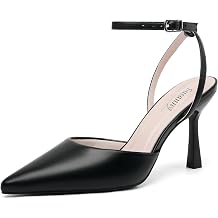 Susanny Womens Heels Closed Pointed Toe Strappy Stiletto Pump Dressy Shoes