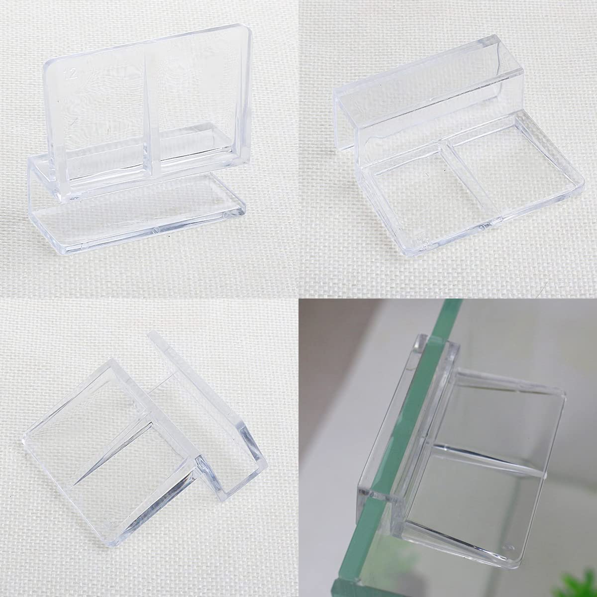 GHEART Clips de Protection en Verre pour Aquarium,Clips de Support d'aquarium,Supports en Acrylique,Pince Support de Réservoir de Poisson Accessoire pour d’Aquarium(Verre de 6 mm d'épaisseur),4 PC