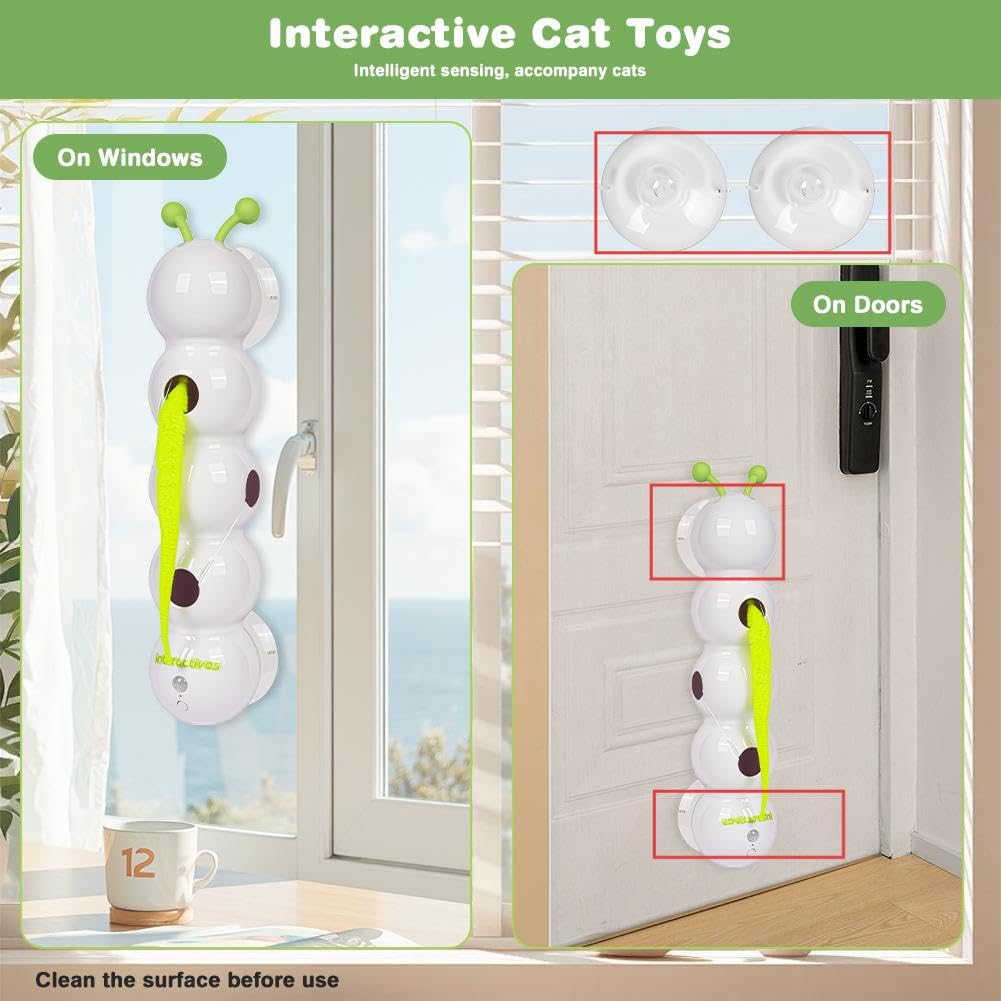 OSDUE Caterpillar Smart Cat Toy, 1 PCS Smart Motion Cat Toy With Suction Cup Worm Design - Image 4