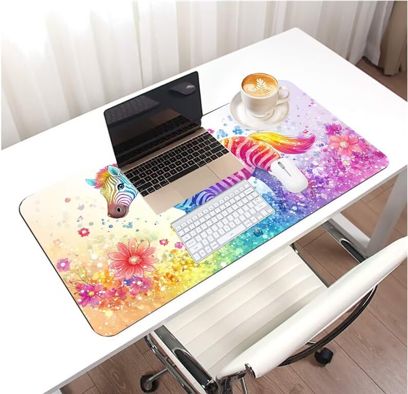 Tapis de souris XXL zèbre 700x400mm en caoutchouc antidérapant et lavable