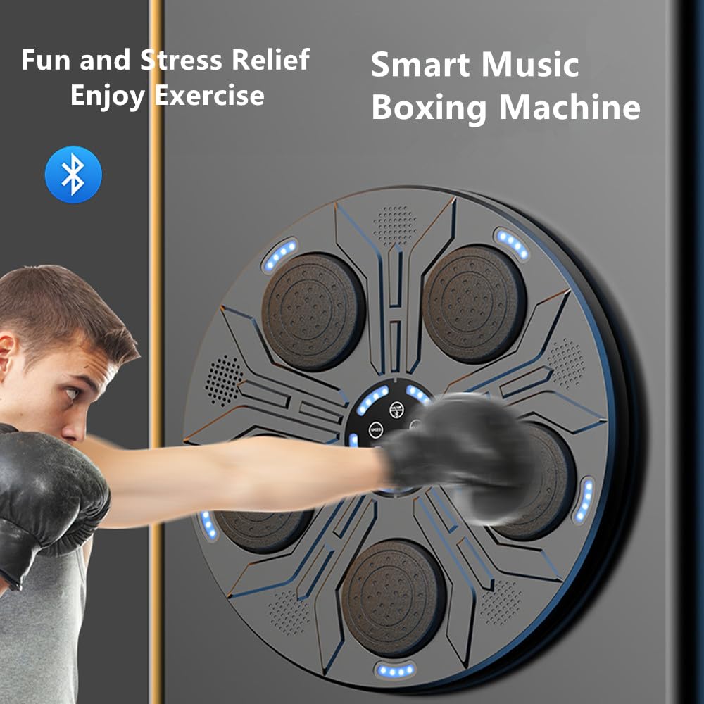 Macchina Intelligente da Boxe Musicale, Pugilato Musicale, Boxing Machine Adulti, Bambini Adulti Boxe Macchina a Muro per casa, Ufficio, Palestra, ECC, (Upgraded) (Nero)