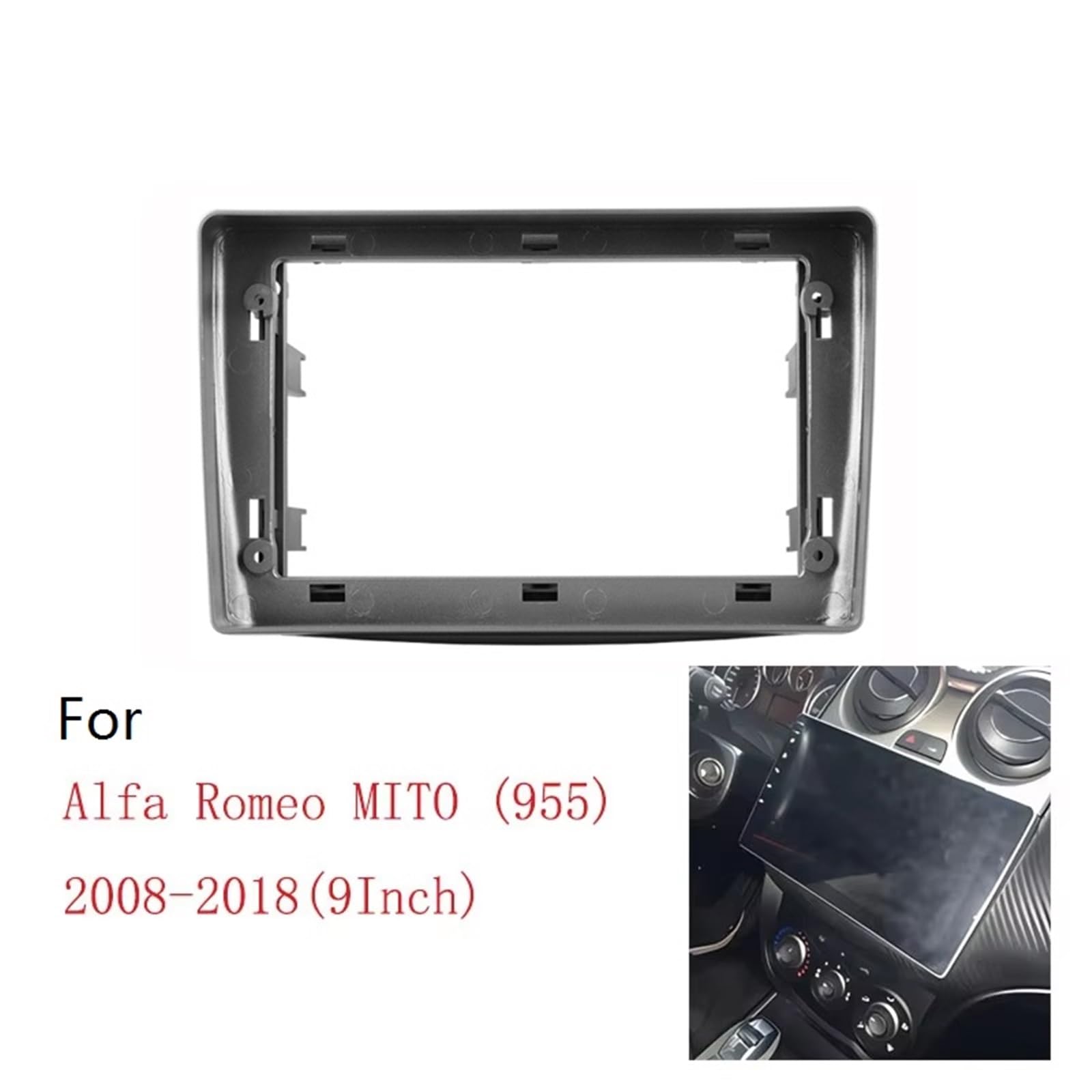 Samochodowe ramki montażowe Pasuje do Alfa Romeo MITO (955) 2008-2018 (9 cali) radia samochodowego 2 Din Panel jednostki głównej Ramka deski rozdzielczej