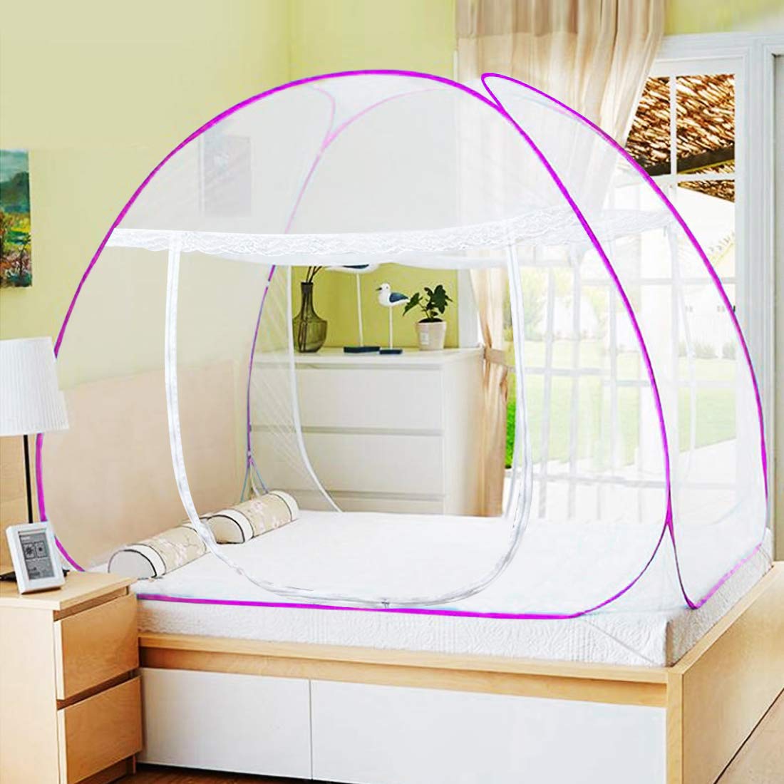 Fun Homes Mosquito Net Foldable King Size (Double Bed) with Free Saviours 6.5 x 6.5 Feet (Pink) (B08JVN4HYK) Amazon Price History, Amazon Price Tracker