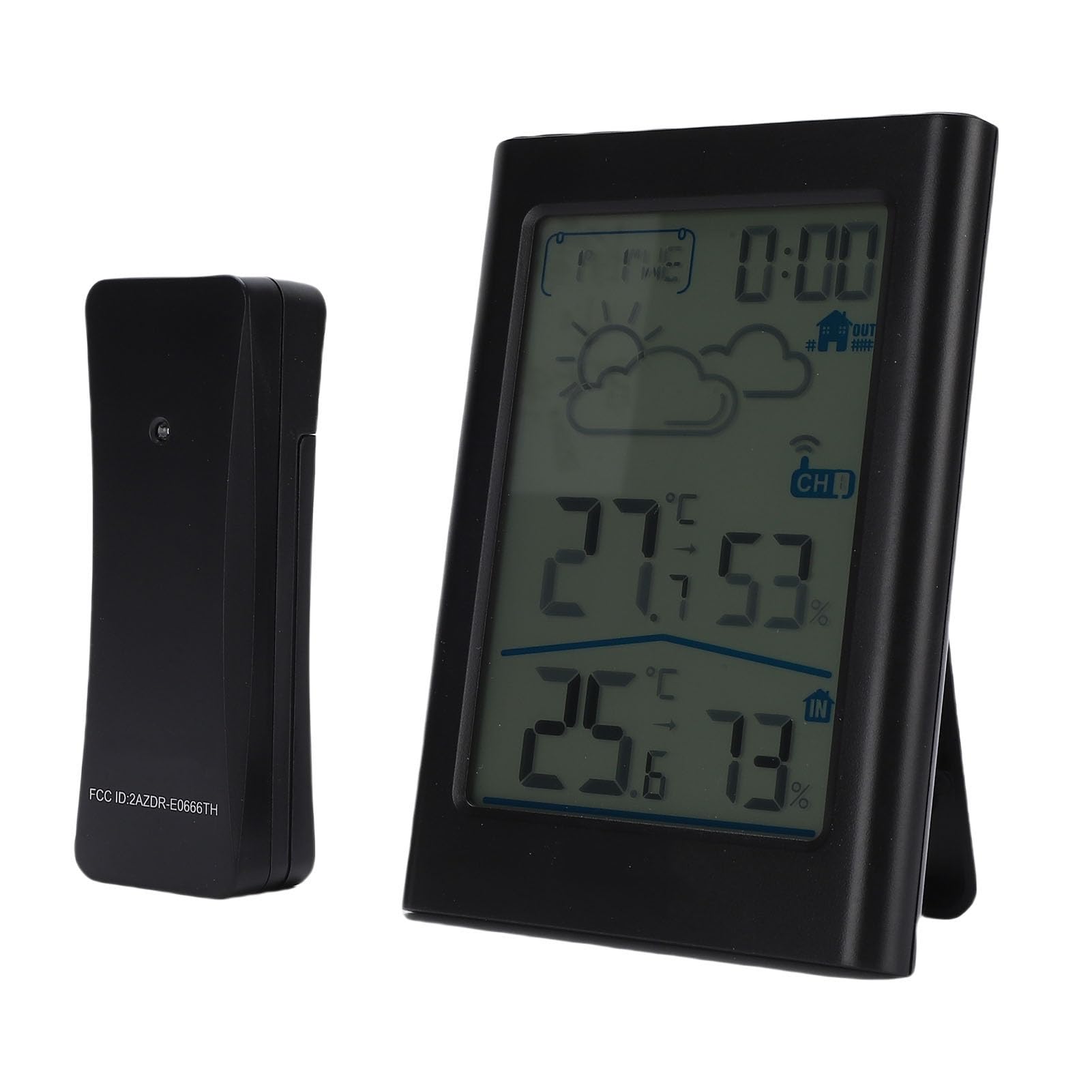Asixxsix Termometro Meteorologico Digitale, Monitoraggio di umidità della Temperatura per Igrometro Esterno Interno Wireless con Previsioni da 12 a 24 Ore per il Patio Domestico