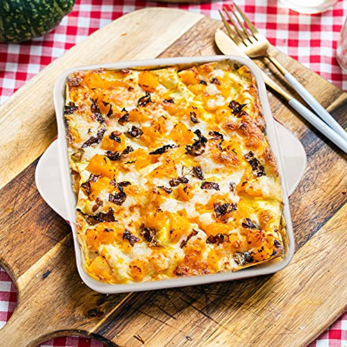 Avla A-BAKINGDISHWITHHANDLE-SC-VRED-2P 2 Pack Porcelain Baking Dish, Square 8.7 Inch Brownie Dish Lasagna Pan Roasted Meat Bakeware Set thumb #3