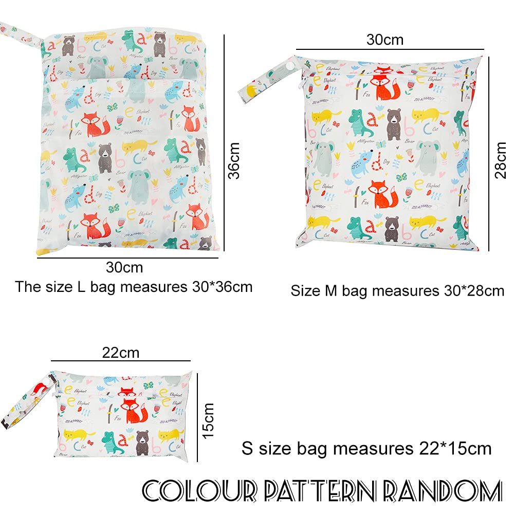 Sac Couches Lavables*3, XiXiRan Sac Couches Lavables Etanche, Sac à Couche de Bébé Réutilisable, Sac à Couche de Bébé à Fermeture Eclair Etanche, Wet Bag, Trois Modèles, S/M/L, Plage, Piscine, Voyage