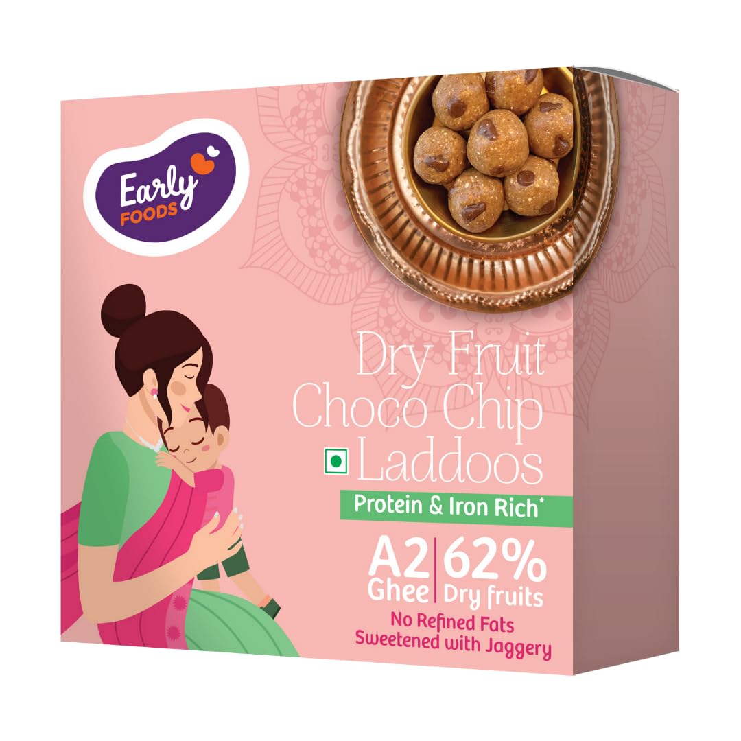 Early Foods: A2 Ghee Dry Fruit Choco Chip Laddoo | Dry Fruit laddu with Chocolate | Dry fruits laddoo for Kids Snack | Sugar Free Sweets with Jaggery | Pregnancy Snack & Lactation Snack 250g (B0D4QH17TS) Amazon Price History, Amazon Price Tracker