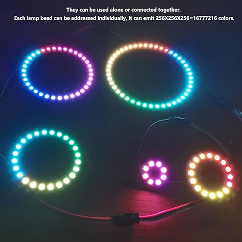 Miniatura 5 de 2 unids 16 LEDs WS2812B WS2812 5050 RGB lámpara direccionable individualmente LED Pixel Light Full Dream Color DC5V con controlador integrado para