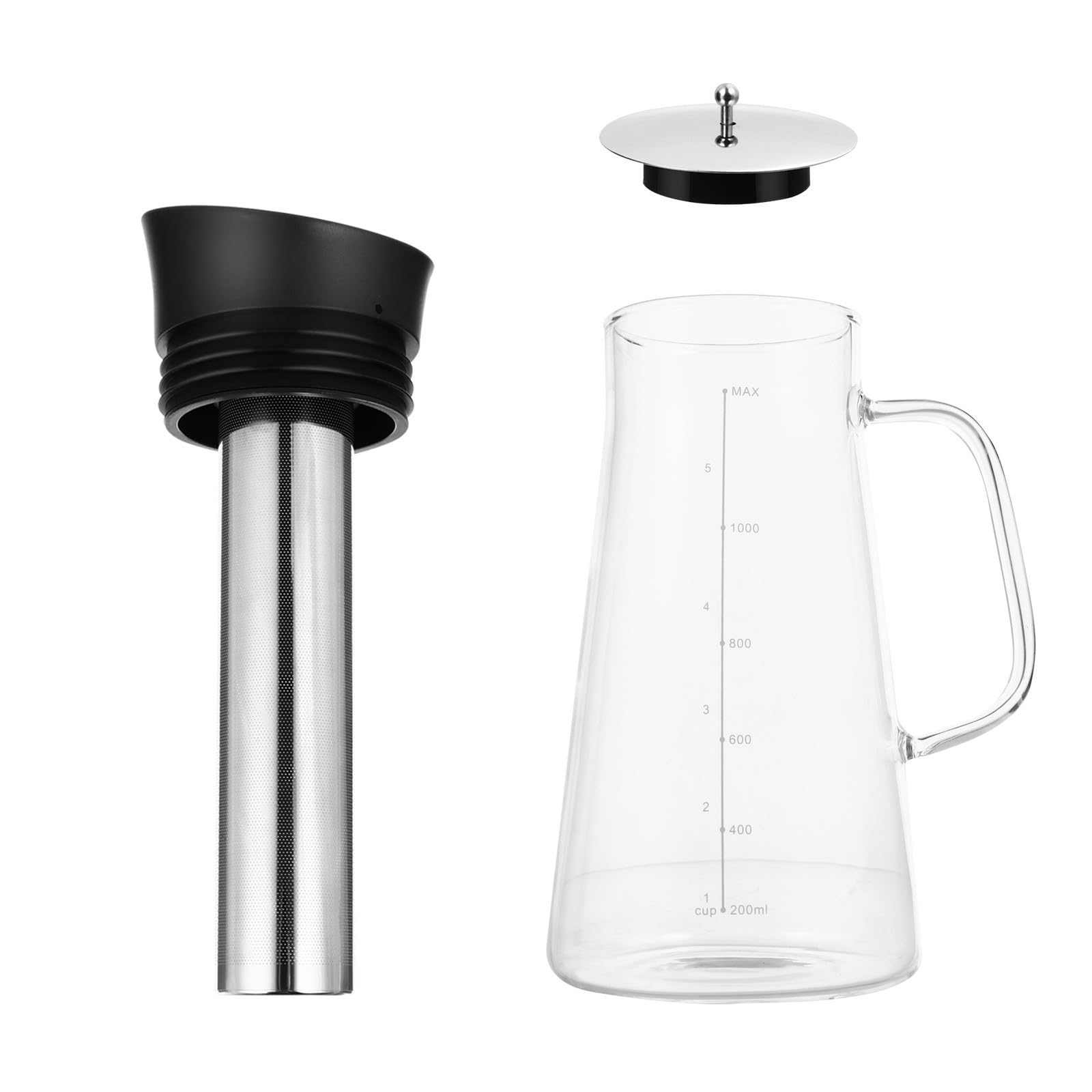 CHILDWEET 1pieza Jarra de Vidrio Borosilicato Resistente con Filtro Cafetera de Gran Capacidad para Café Frío y Té Jarra Filtradora Práctica y Duradera para Uso Diario