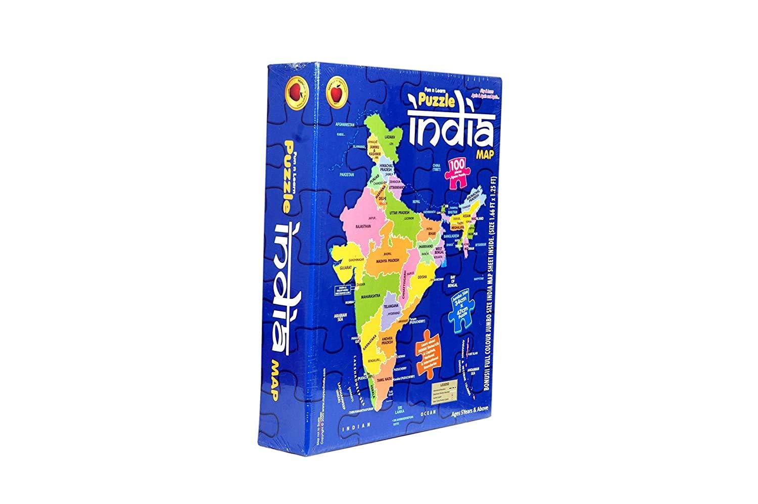Buy JAPSI Educational India Map Puzzle, 100 Pieces, States and