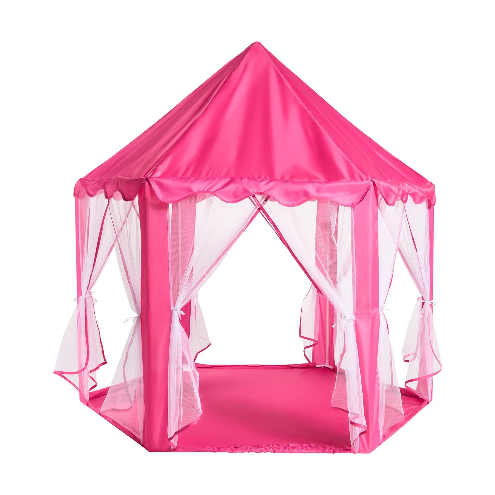 OHS Play Tent with Curtains, Easy Set Up Pop Up Tents for Kids Play House for Kids Outdoors Indoor Toddlers Garden Toy House Gift for Boys and Girls, Hot Pink
