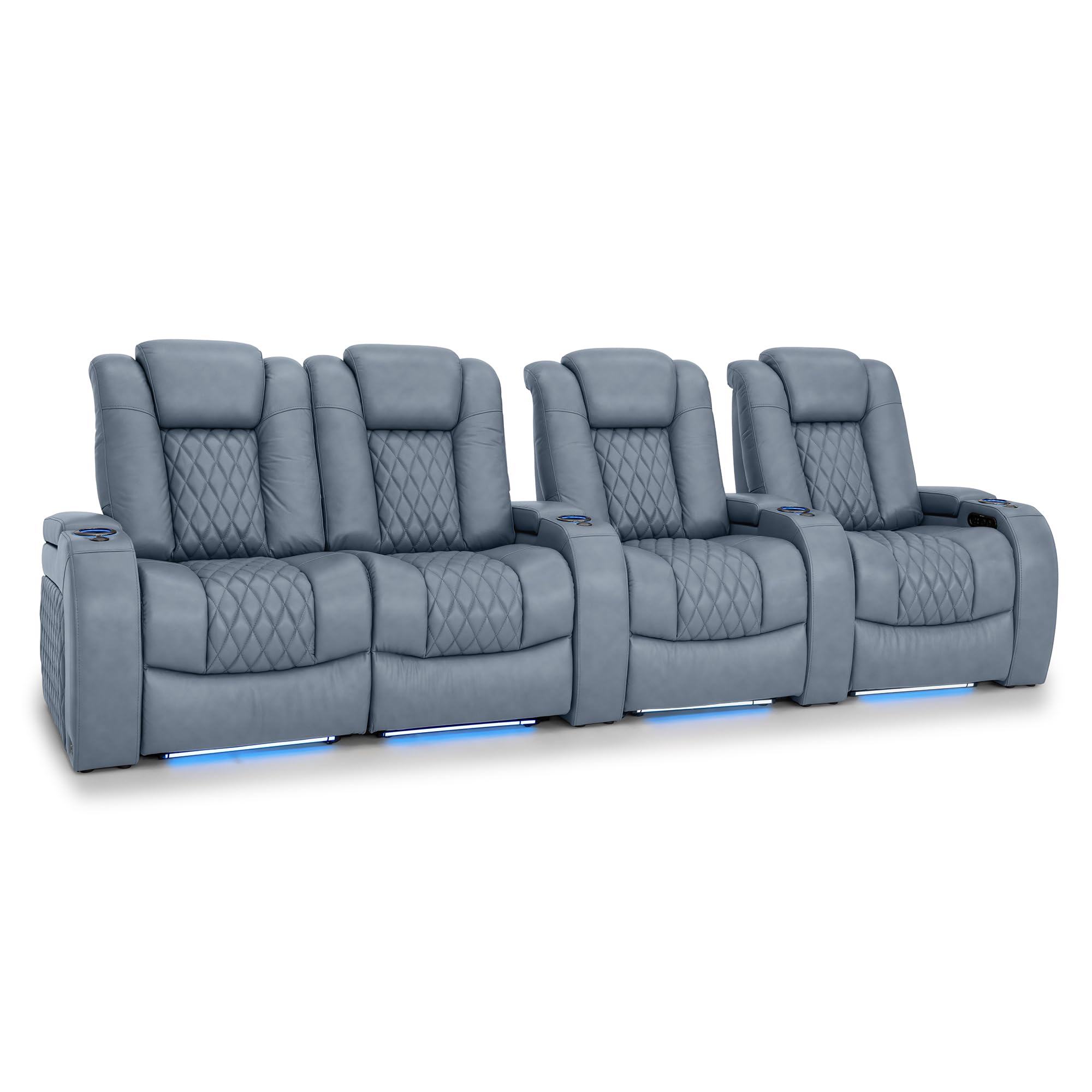 Seatcraft Diamante Home Theater Seating Smokey Blue Row of 4 Left Loveseat