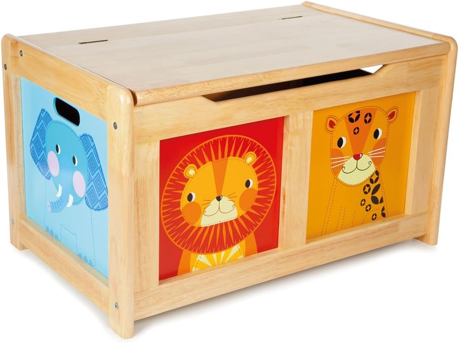 Tidlo Wooden Natural Jungle Toy Chest - Storage,37 X 63 X 40