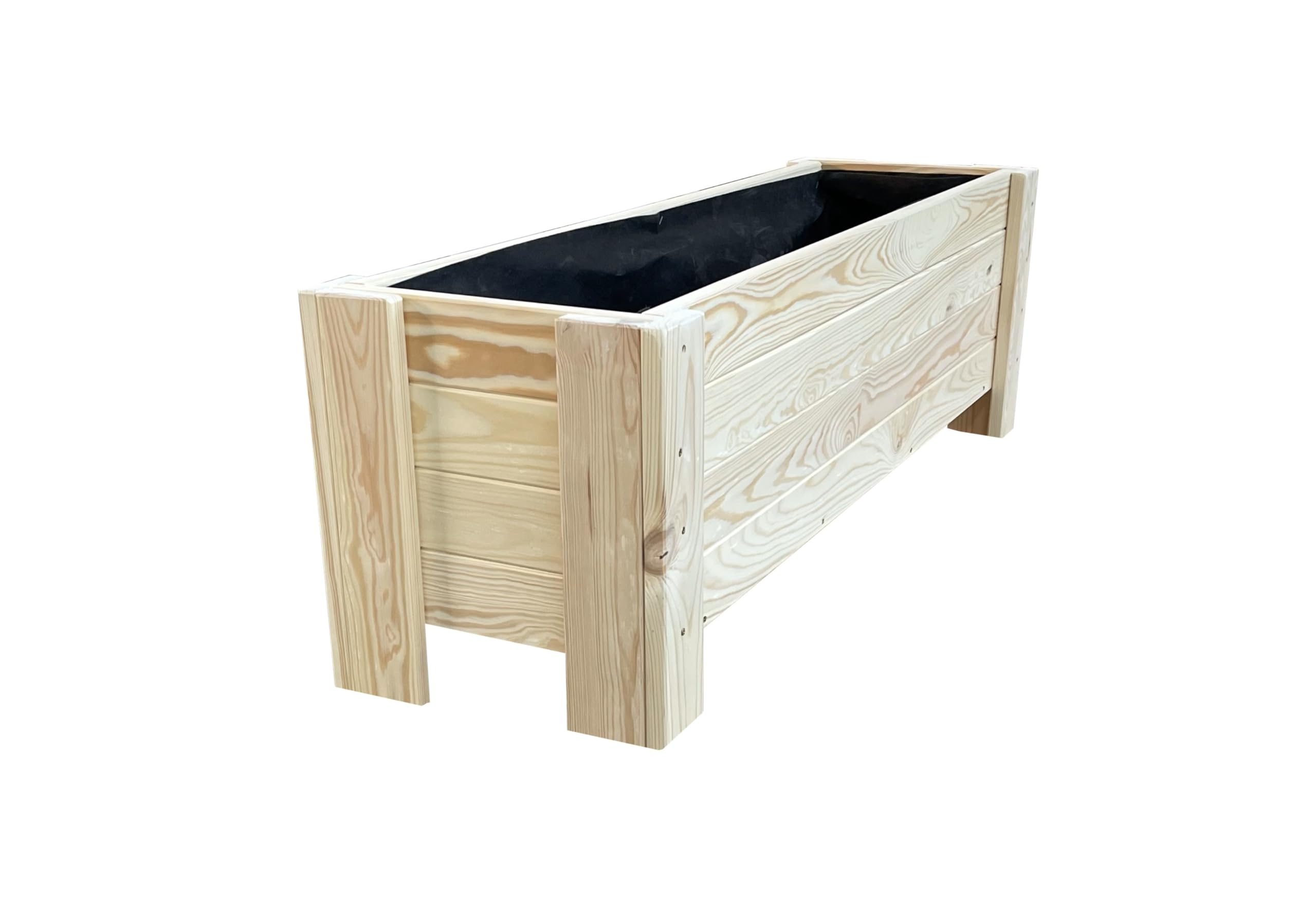 Jardinière En Bois De Pin 100 X 33 X 35 Cm - Jardinière Surélevée Pour Balcon Avec Non-Tissé