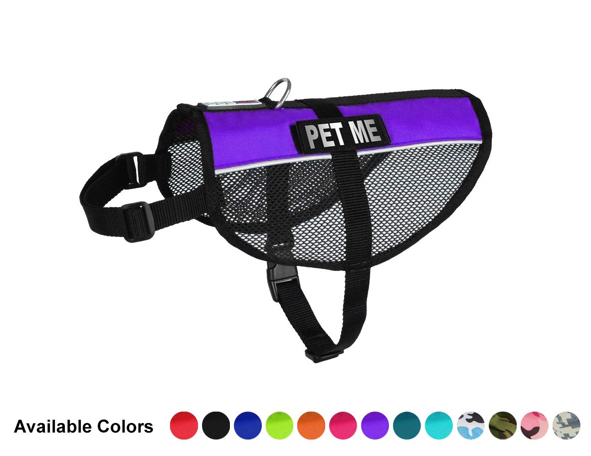 Dogline 17"-21" MaxAire Multi-Purpose Mesh Vest for Dogs and 2 Removable PET ME Patches, Medium, Purple