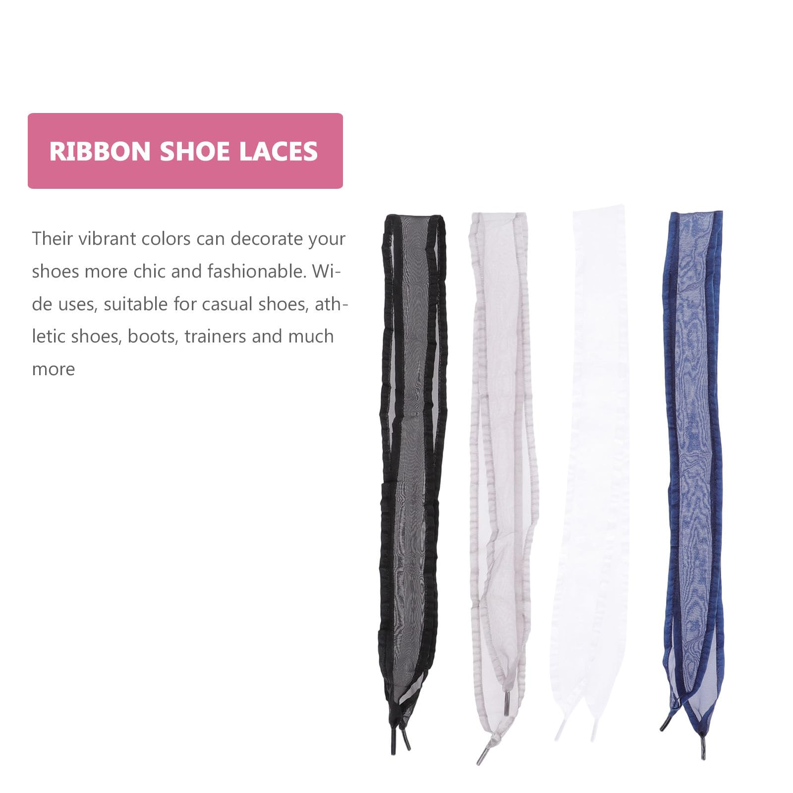 BESPORTBLE 30 Pares Cordones de Cinta de Gasa Anchos para Zapatos, 4cm