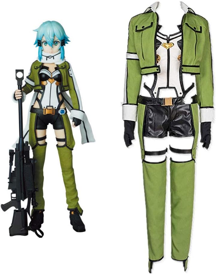 Anime Sword Art Online Asada Shino Custom Made Gift Cosplay Casual Uniform Suits School Daily Uniform Suits Carnival Exhibition,Green,L