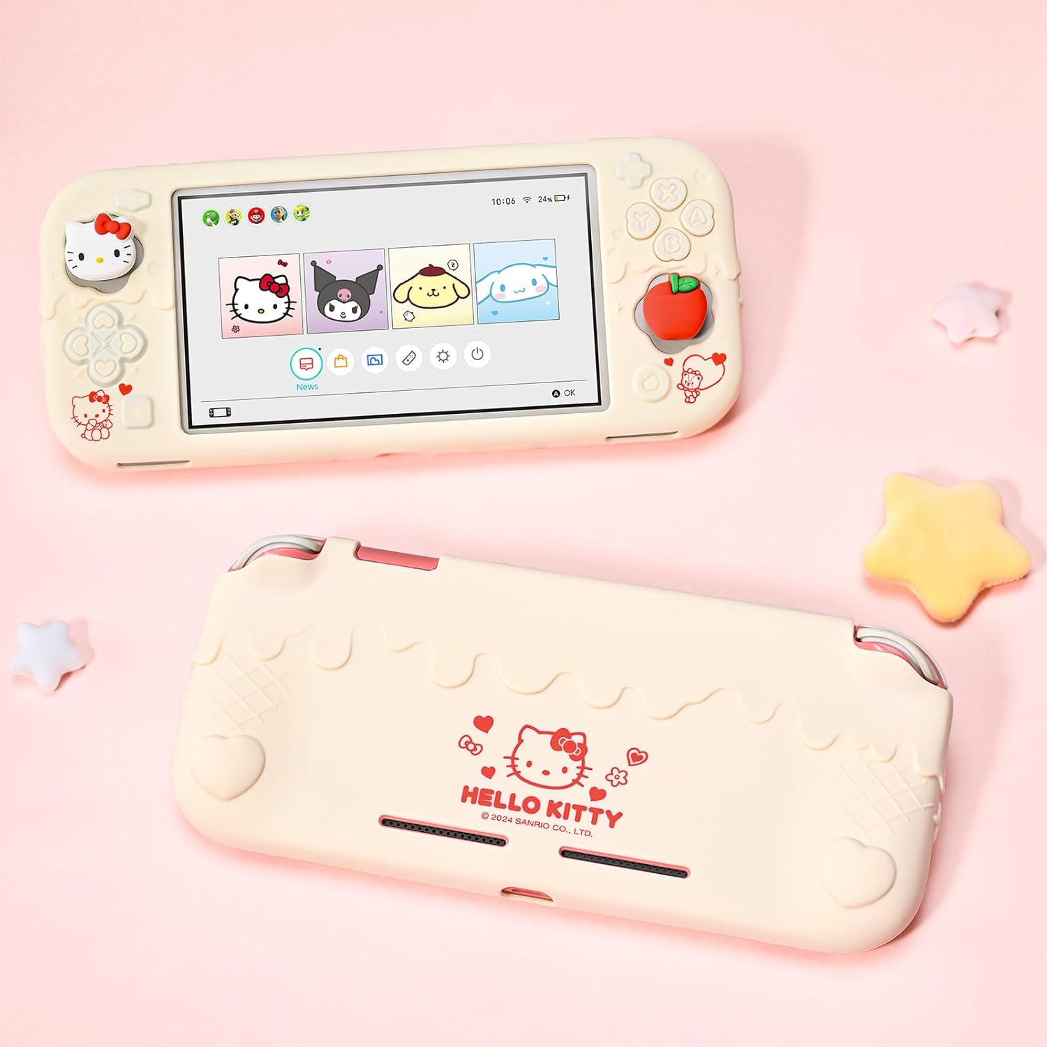 Switch Lite Protective Case,Soft Silicone Protective Cover Case,Anti-Scratch Protector for Switch Lite with 2 Thumb Grip Caps - HLK Off White | Soft Silicone, for Switch Lite, Off White - Image 5