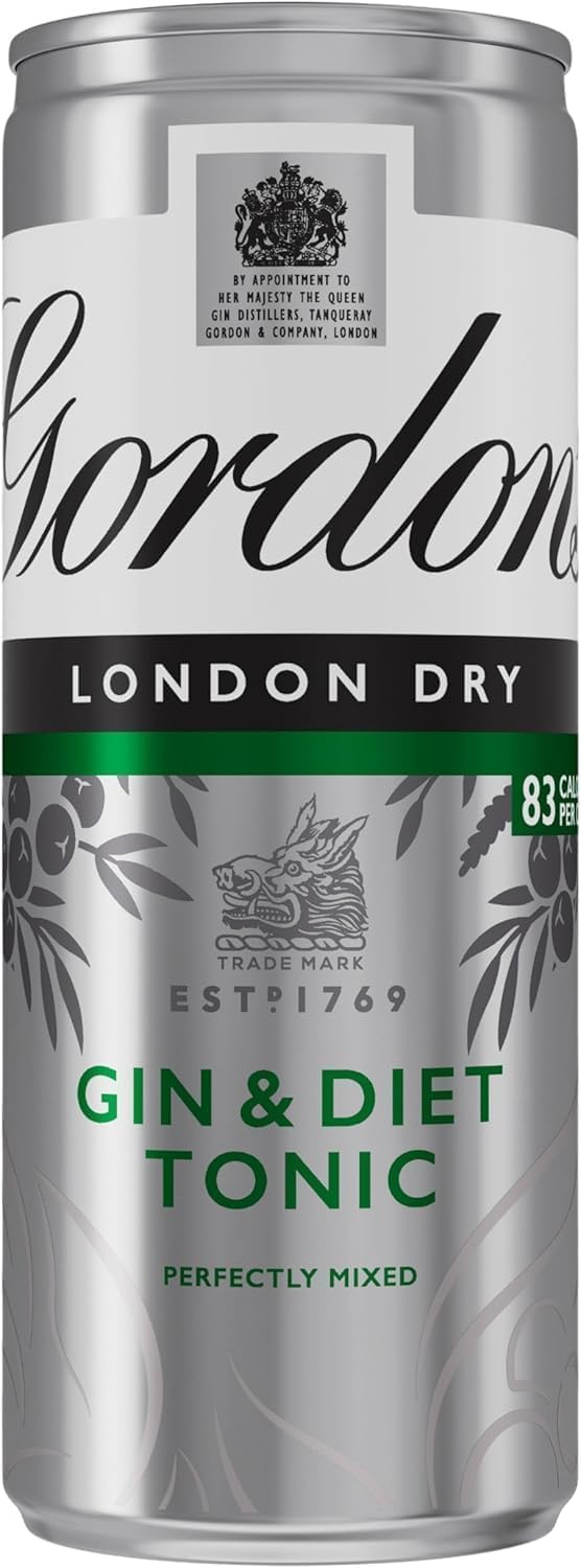 Gordon's London Dry Gin & Diet Tonic | 5% vol | 250ml | Juniper & Gin Botanicals | Best Served Chilled from the Can or in a Glass | Ready to Drink