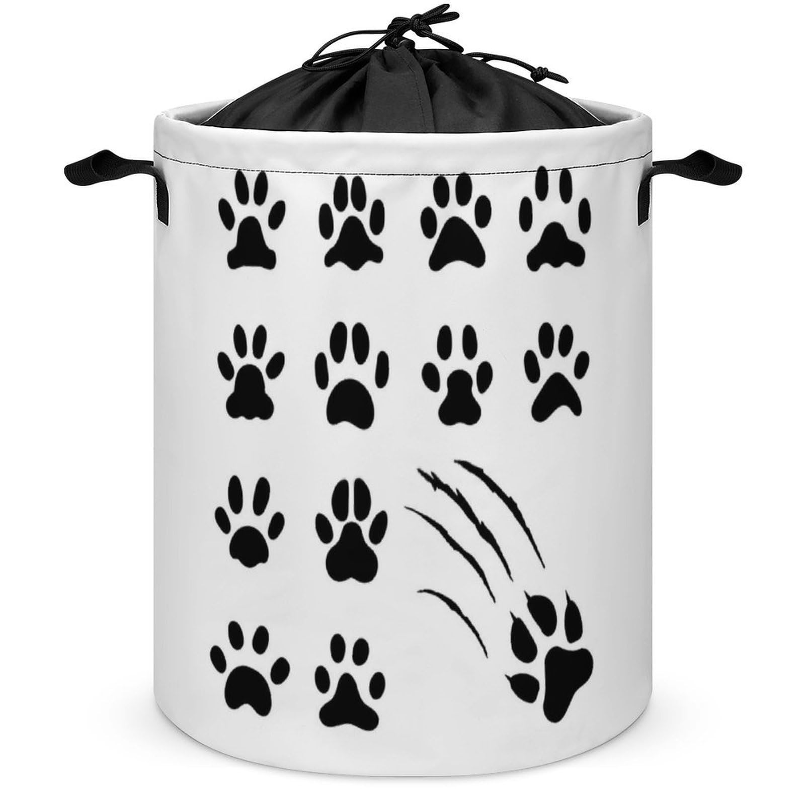 Wlntrophic Drawstring Laundry Hamper, Animal Paw Prints Laundry Basket, Washing Basket with Handle