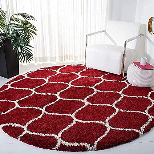 Image of Plush Shag Area Rug for Living Room, 244 cm x 305 cm, Brown (RED MANDIR, 4X4 FEET)