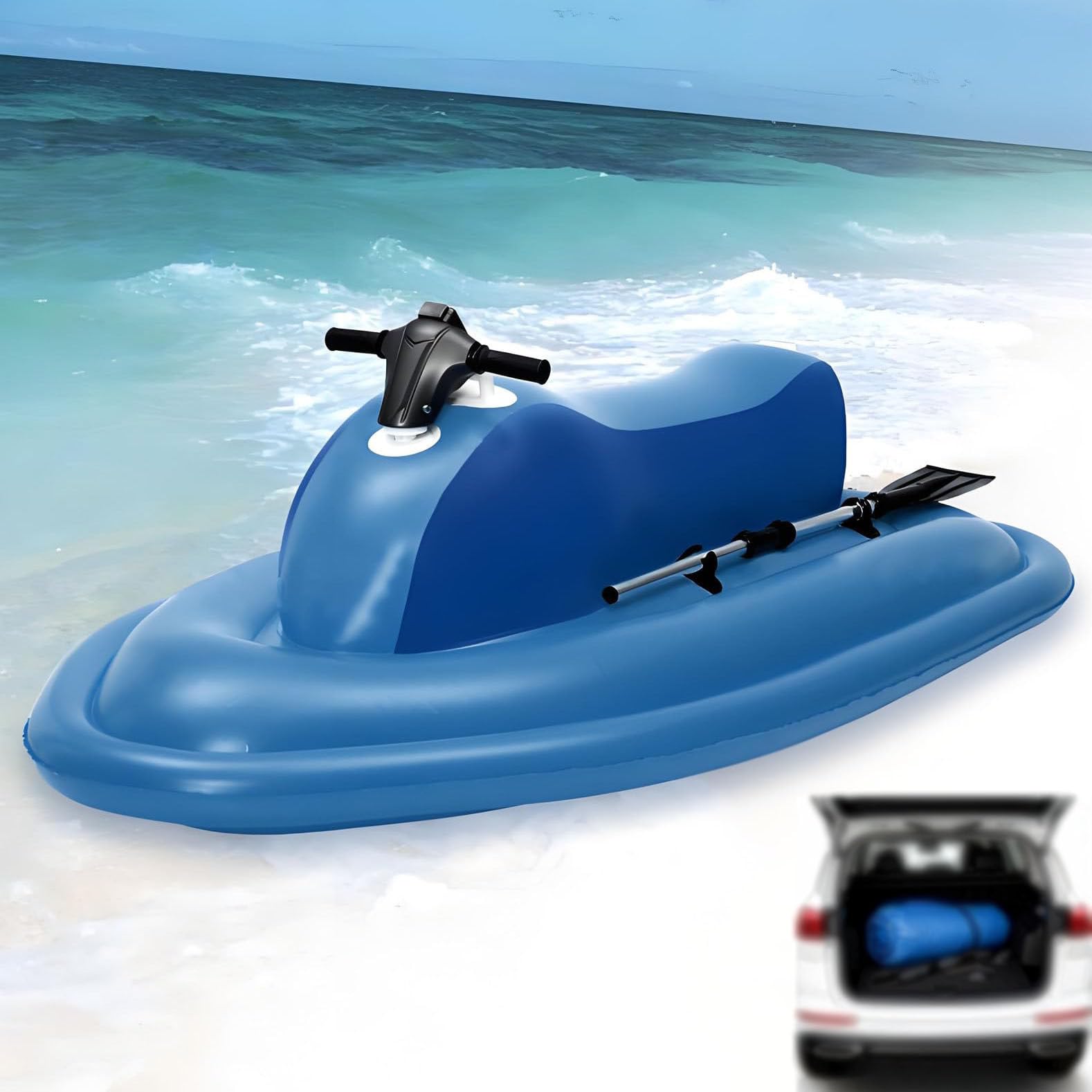 GmhXylophyte Inflatable Water Jet Ski For Adults & Kids, 2-Person Inflatable Boat Complete Accessory Set, Simple Maintenance, Just Rinse With Water For Storage, For Beach B