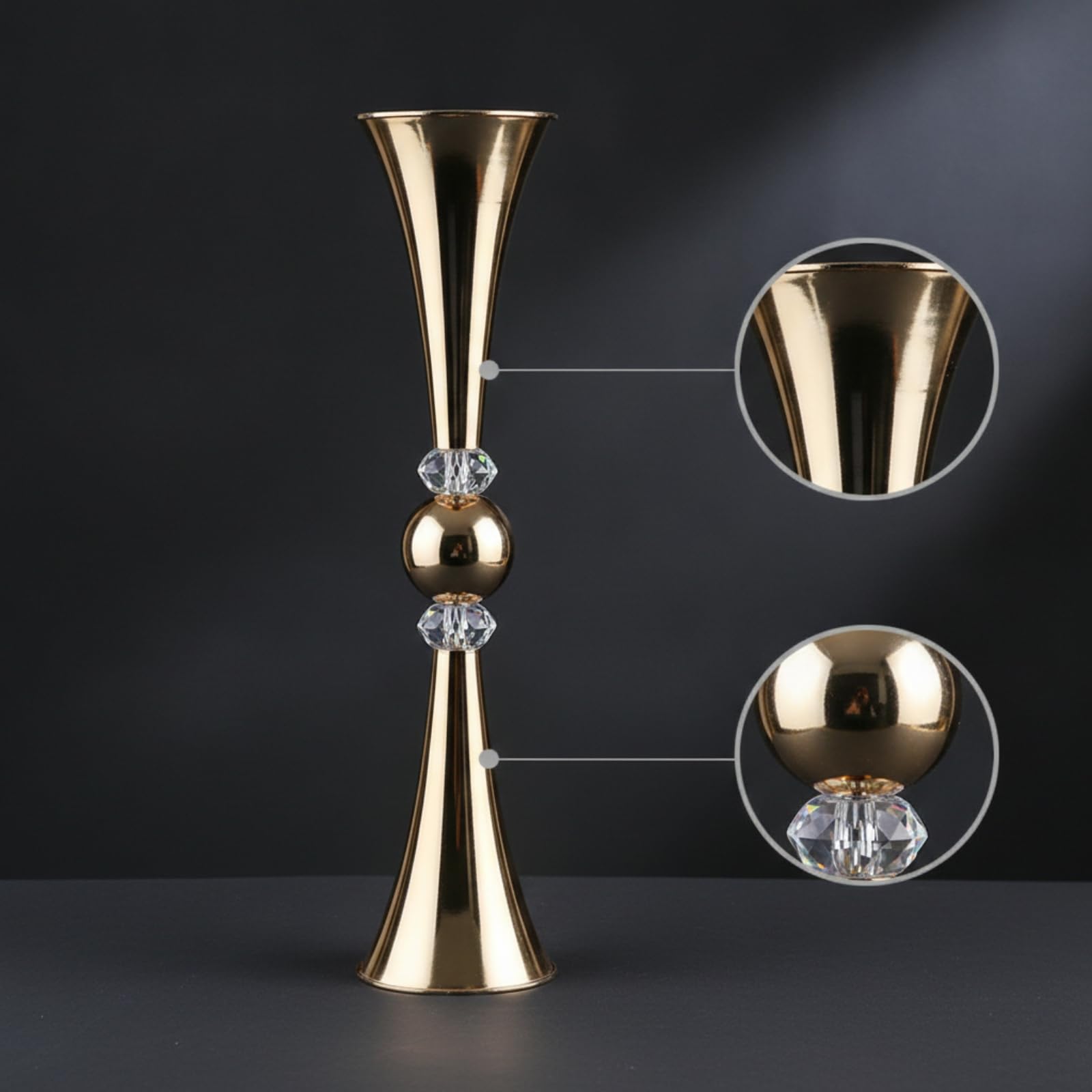 Alzata in Metallo con Perline Elegante, Oro, Medio 16 65CM