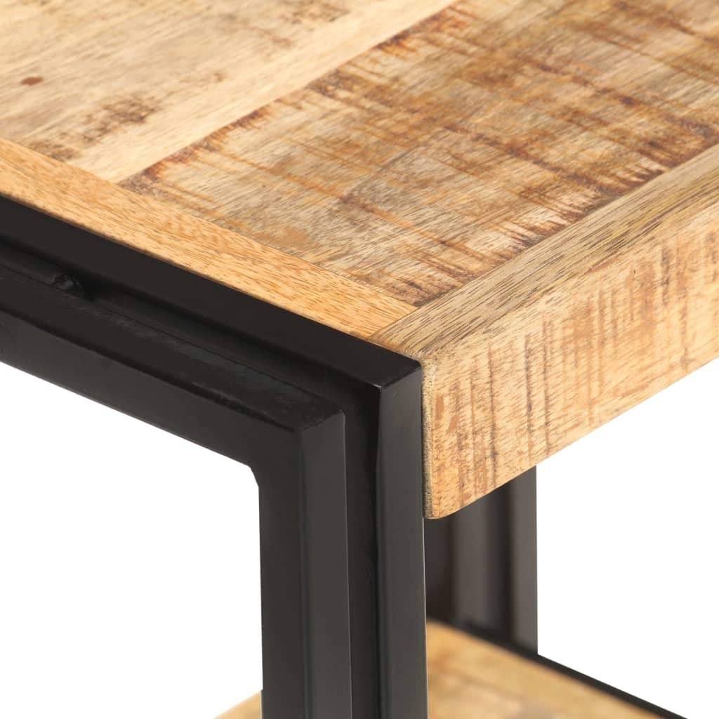 Beistelltisch aus rauem Mangoholz und schwarzem Metall 40x30x40 cm, kompakter Couchtisch mit Ablagefach, vielseitiger Nachttisch für Wohnzimmer, Büro, Balkon, platzsparende Aufbewahrung