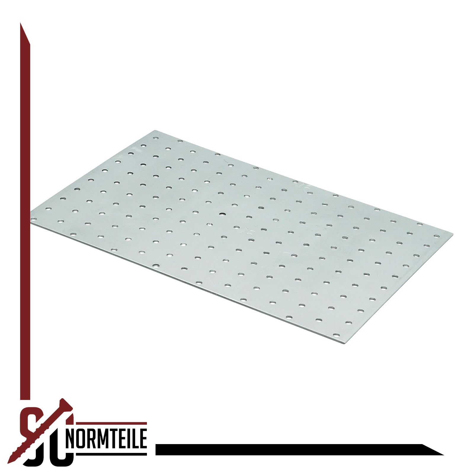 SC-Normteile | Lochplatten - 200 x 300 mm (Stärke: 2mm) - 12 Stück - verzinkter Stahl - Verbindungsplatte mit Lochung - Made in Germany