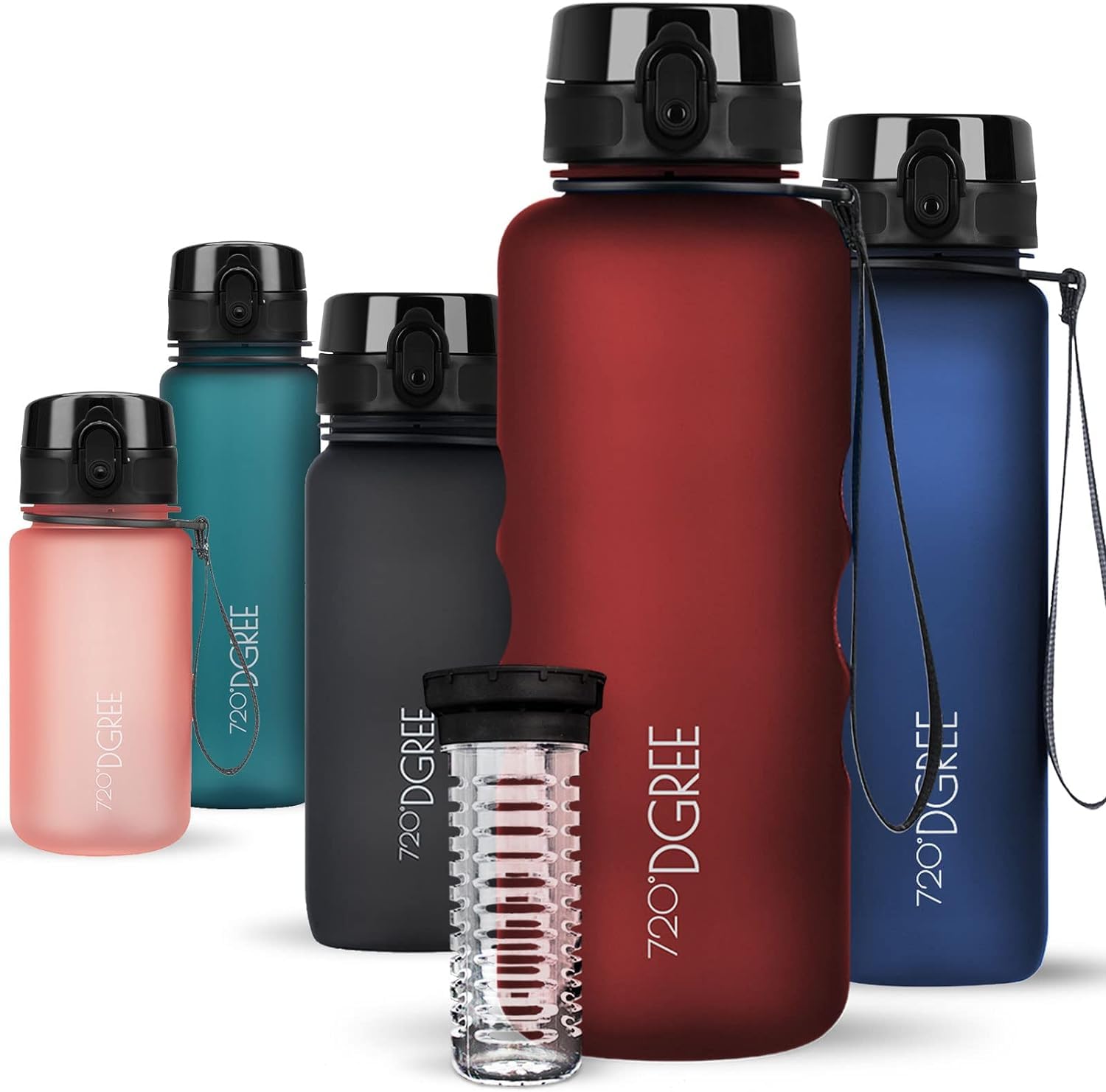 720°DGREE Botella Agua 1 Litro “uberBottle“ - Tamiz-Fruta, softTouch - Sin BPA, Prueba de Fugas, Reutilizable - Cantimplora, Water Bottle ideal para Deporte, Fitness, Gimnasio, Senderismo, Ciclismo — view 247